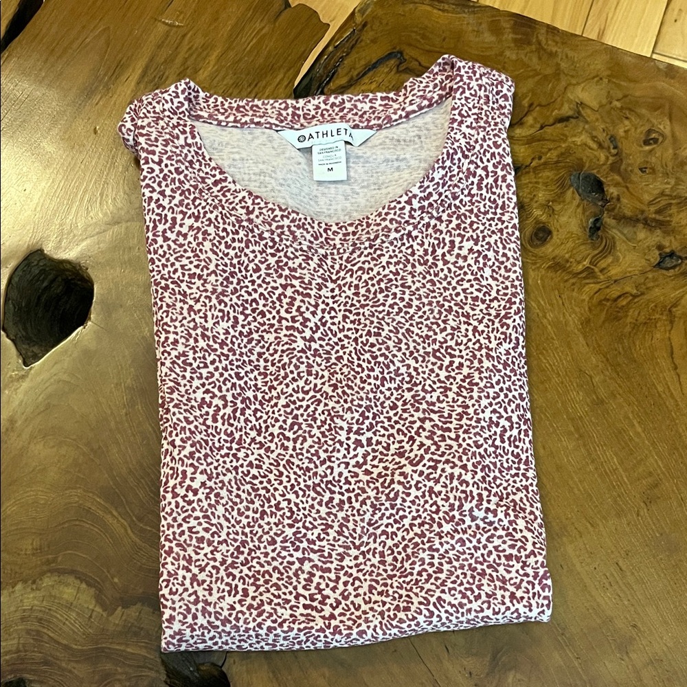 Athleta Pink and White Short Sleeve Tee